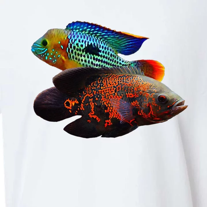 Oscar Fish Green Terror Cichlids Monster Fish Aquarium Sueded Cloud Jersey T-Shirt