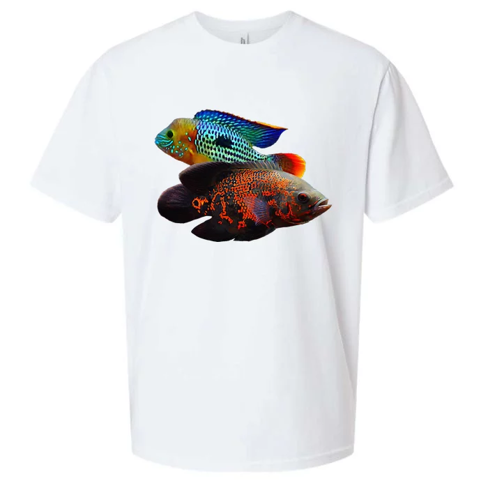 Oscar Fish Green Terror Cichlids Monster Fish Aquarium Sueded Cloud Jersey T-Shirt