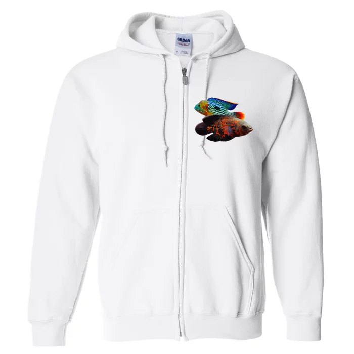 Oscar Fish Green Terror Cichlids Monster Fish Aquarium Full Zip Hoodie