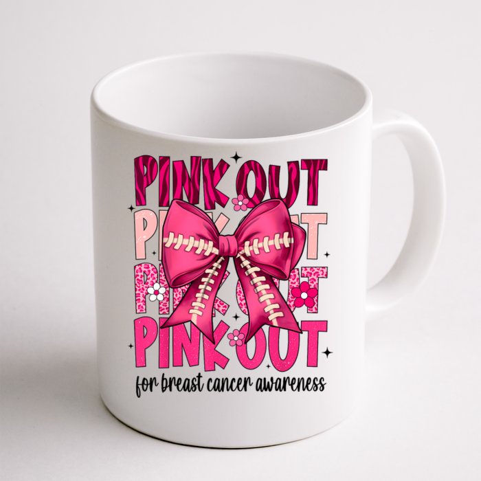 Out Football Gift Coquette Bow Breast Cancer Awareness Front & Back Coffee Mug