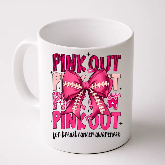 Out Football Gift Coquette Bow Breast Cancer Awareness Front & Back Coffee Mug