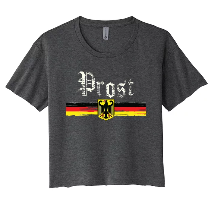 Oktoberfest For German Flag Prost Vintage Women's Crop Top Tee