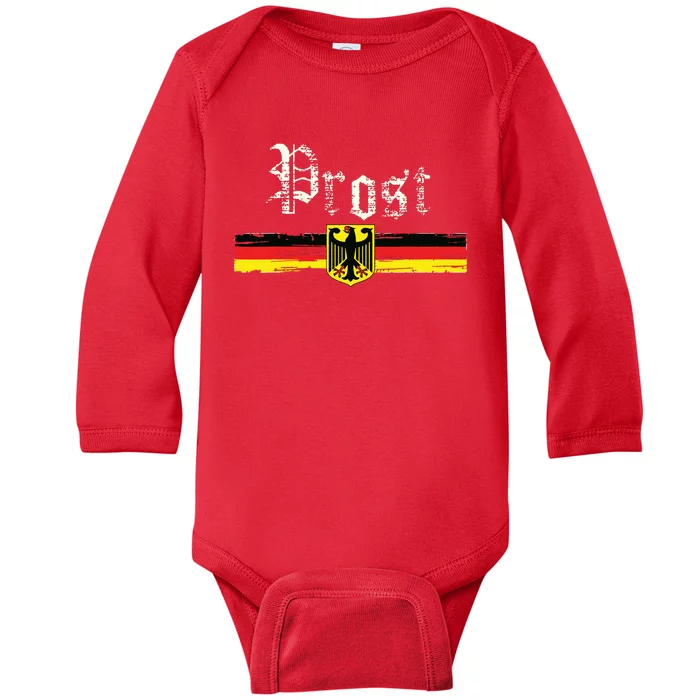 Oktoberfest For German Flag Prost Vintage Baby Long Sleeve Bodysuit