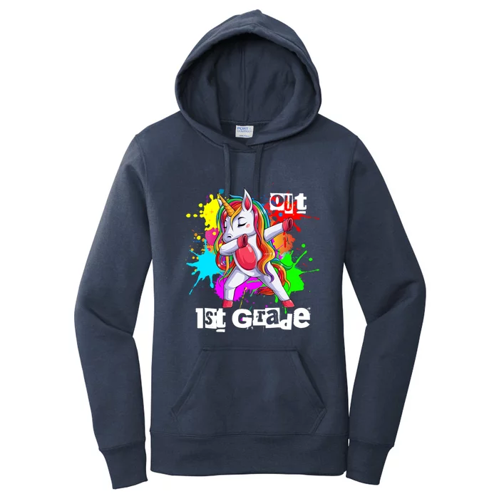 Out First Grade 1St Grade Graduation Magical Unicorn Dabbing Gift Women's Pullover Hoodie