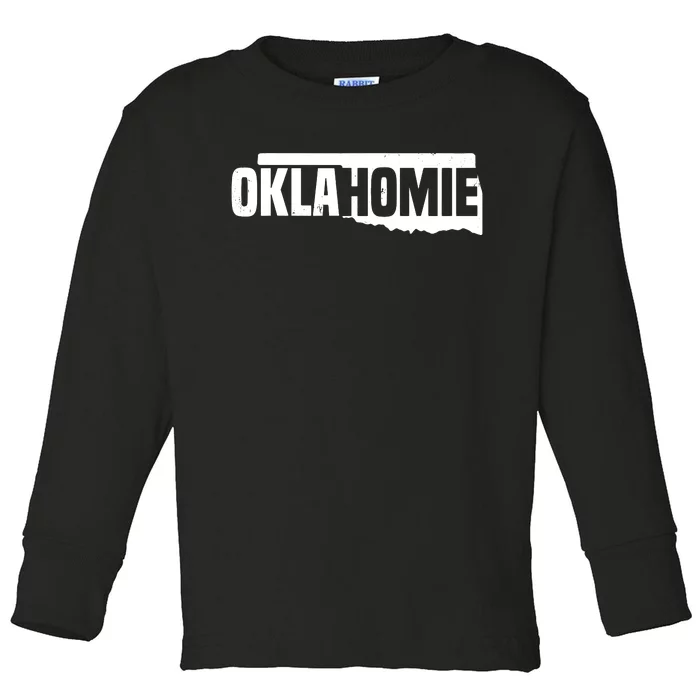 Oklahomie Funny Humor Oklahoma Pride Vintage Retro Toddler Long Sleeve Shirt