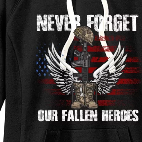 Our Fallen Heroes Veterans Memorial Day Partiotic Military Women's Fleece Hoodie