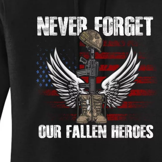 Our Fallen Heroes Veterans Memorial Day Partiotic Military Women's Pullover Hoodie