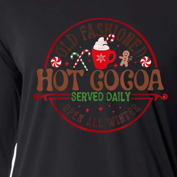 Old Fashioned Hot Cocoa Chocolate Retro Groovy Christmas Cooling Performance Long Sleeve Crew