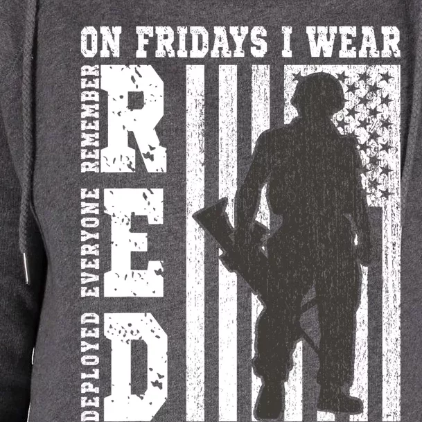 On Fridays I Wear Red USA Support American Troops Womens Funnel Neck Pullover Hood