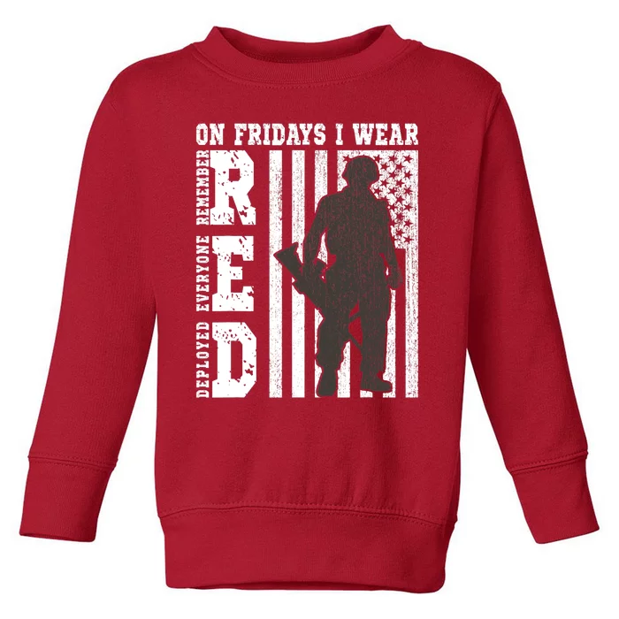 On Fridays I Wear Red USA Support American Troops Toddler Sweatshirt