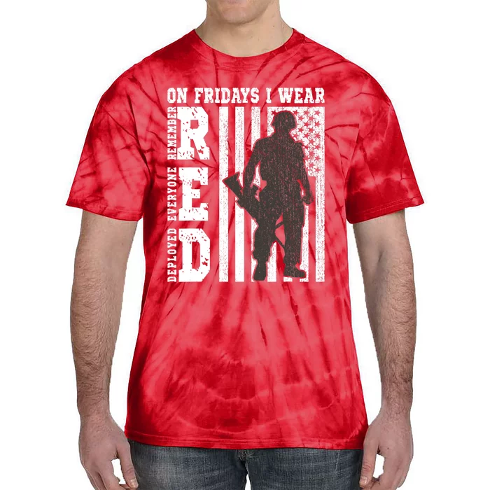 On Fridays I Wear Red USA Support American Troops Tie-Dye T-Shirt