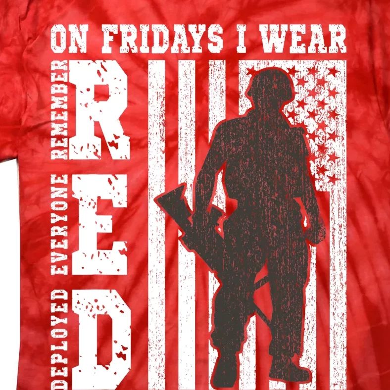 On Fridays I Wear Red USA Support American Troops Tie-Dye T-Shirt