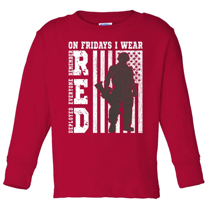 On Fridays I Wear Red USA Support American Troops Toddler Long Sleeve Shirt