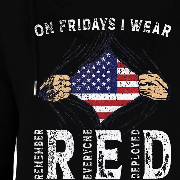 On Fridays I Wear Red USA Support American Troops Womens Funnel Neck Pullover Hood