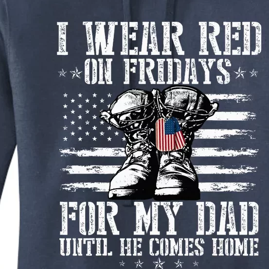 On Friday I Wear Red For My Dad Combat Boots Veteran Women's Pullover Hoodie