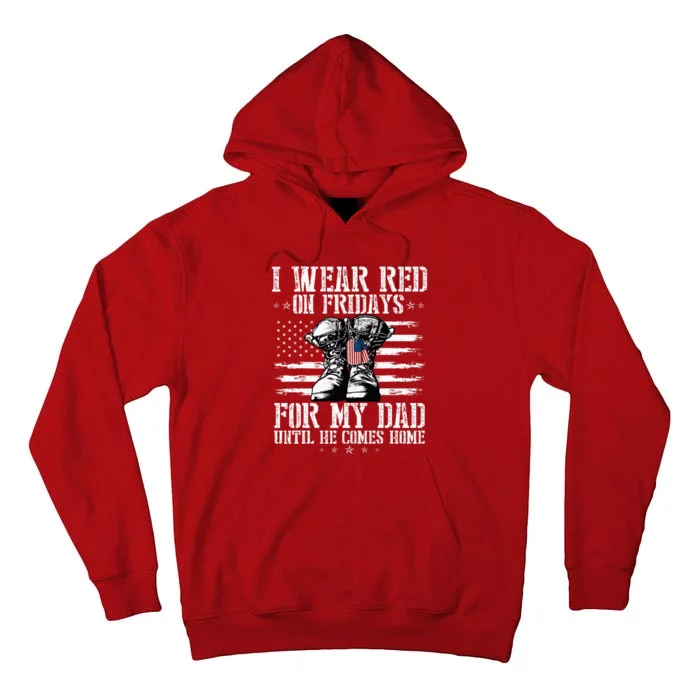 On Friday I Wear Red For My Dad Combat Boots Veteran Tall Hoodie