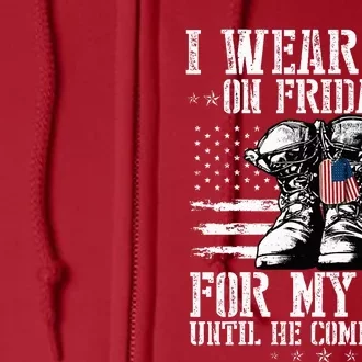 On Friday I Wear Red For My Dad Combat Boots Veteran Full Zip Hoodie