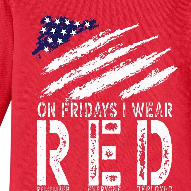 On Fridays I Wear Red USA Support American Troops Baby Long Sleeve Bodysuit