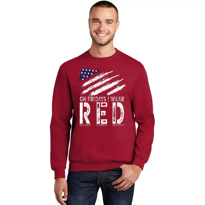 On Fridays I Wear Red USA Support American Troops Tall Sweatshirt