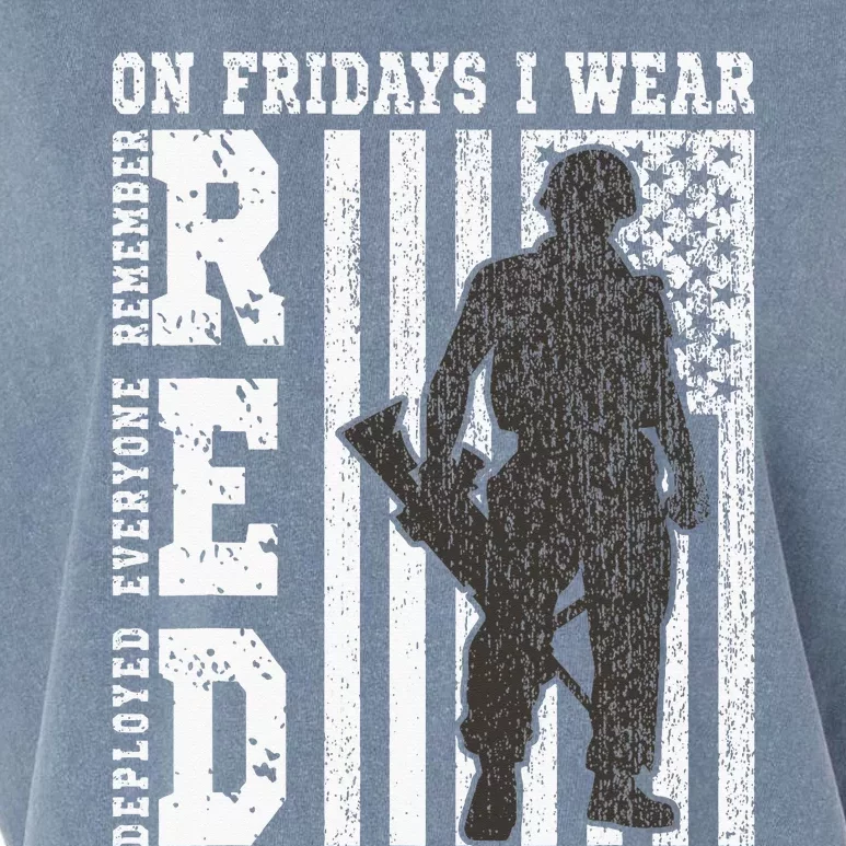 On Fridays I Wear Red Usa Support American Troops Garment-Dyed Women's Muscle Tee