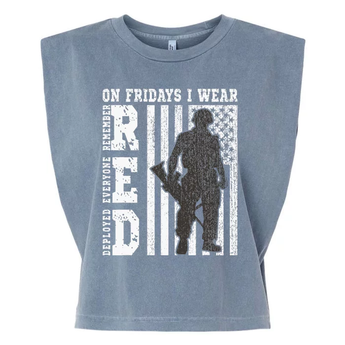 On Fridays I Wear Red Usa Support American Troops Garment-Dyed Women's Muscle Tee