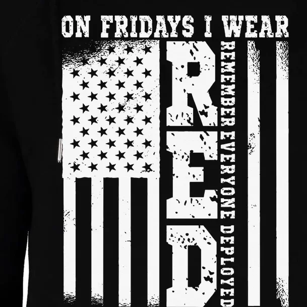 On Fridays I Wear Red USA Support American Troops Womens Funnel Neck Pullover Hood