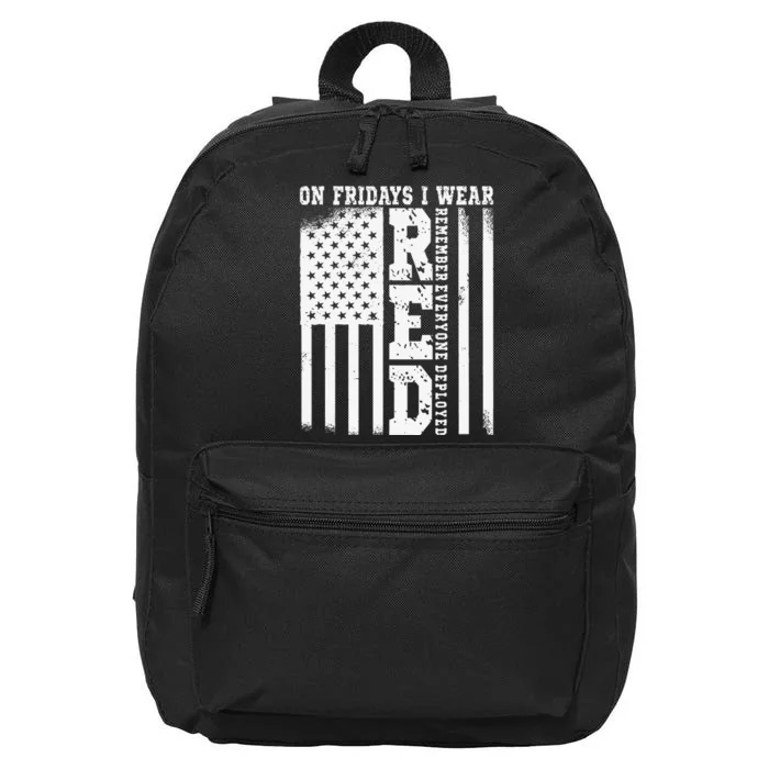 On Fridays I Wear Red USA Support American Troops 16 in Basic Backpack