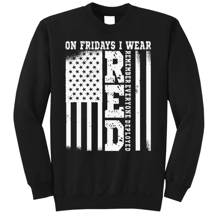 On Fridays I Wear Red USA Support American Troops Tall Sweatshirt