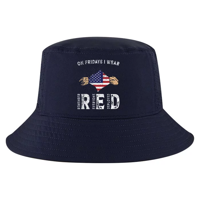 On Fridays I Wear Red USA Support Cool Comfort Performance Bucket Hat