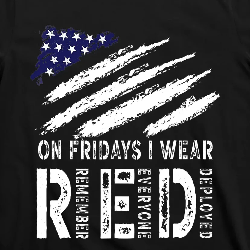 On Fridays I Wear Red USA Flag Support American Troops T-Shirt