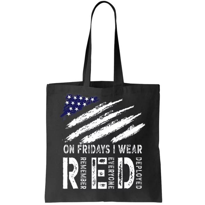 On Fridays I Wear Red USA Flag Support American Troops Tote Bag