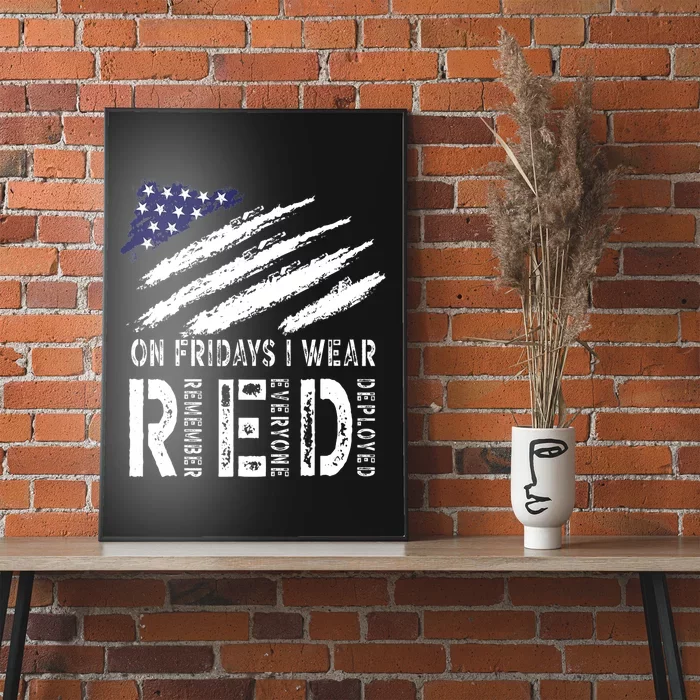 On Fridays I Wear Red USA Flag Support American Troops Poster