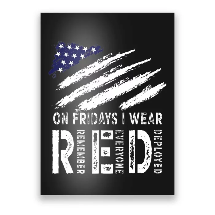 On Fridays I Wear Red USA Flag Support American Troops Poster