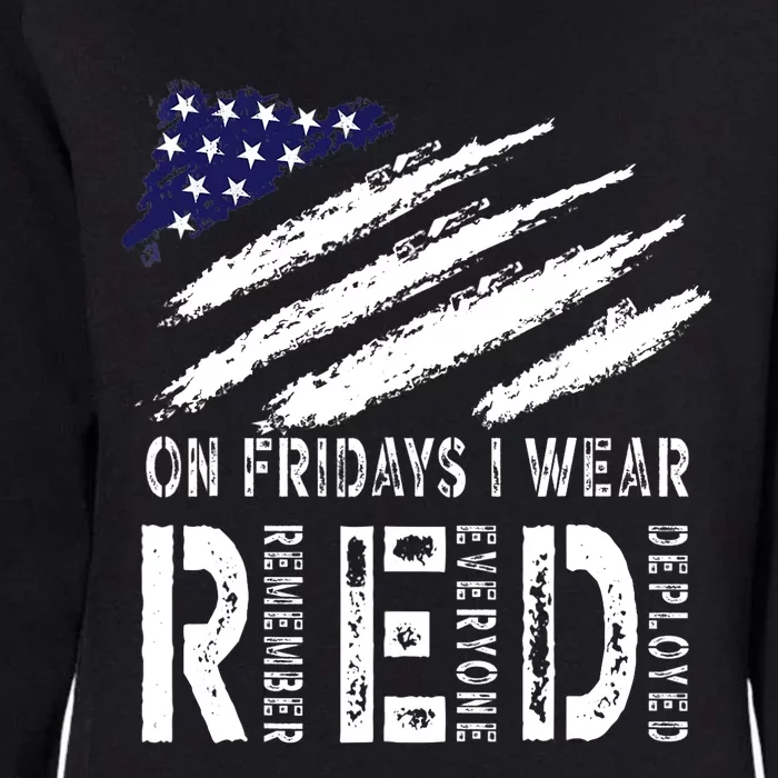 On Fridays I Wear Red USA Flag Support American Troops Womens California Wash Sweatshirt