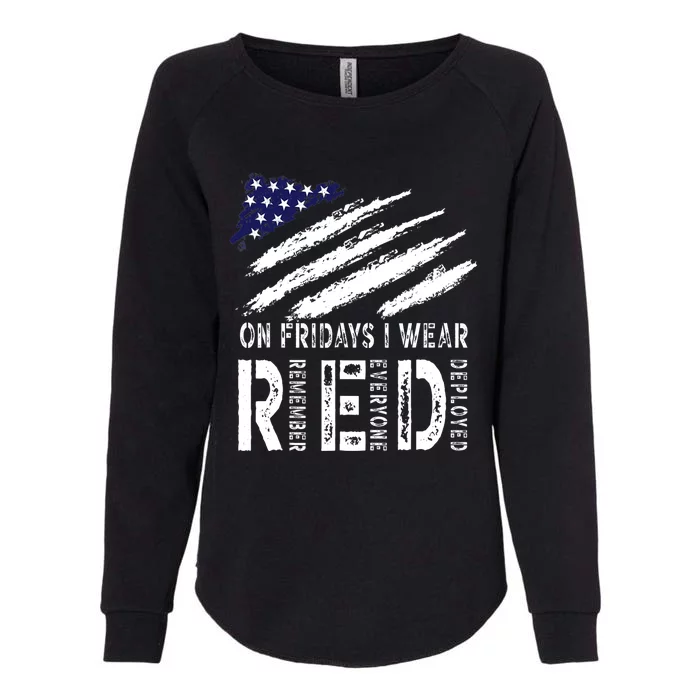 On Fridays I Wear Red USA Flag Support American Troops Womens California Wash Sweatshirt