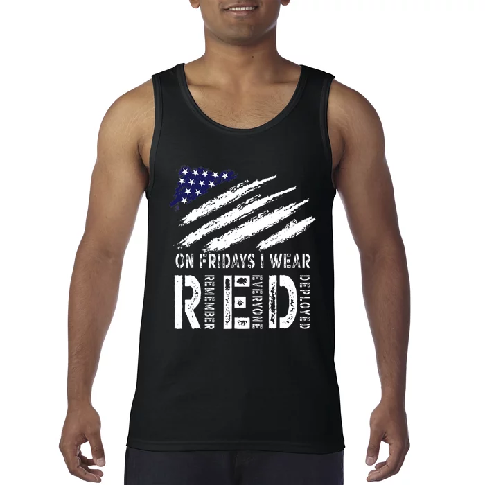 On Fridays I Wear Red USA Flag Support American Troops Tank Top