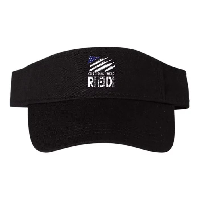 On Fridays I Wear Red USA Flag Support American Troops Valucap Bio-Washed Visor