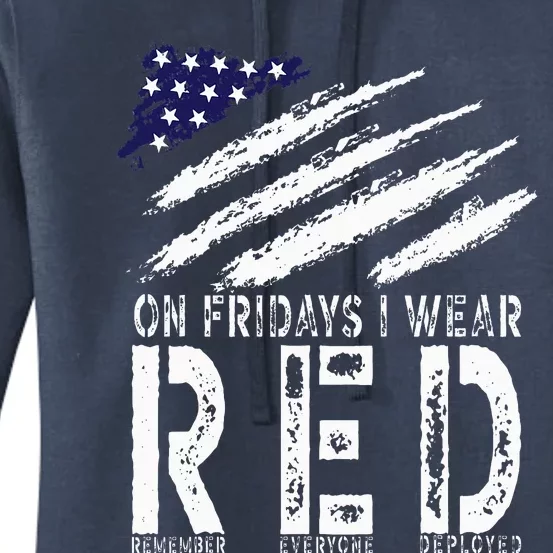 On Fridays I Wear Red USA Support American Troops Women's Pullover Hoodie