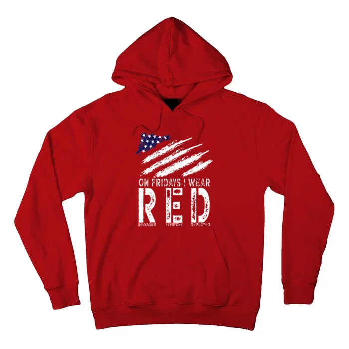 On Fridays I Wear Red USA Support American Troops Tall Hoodie