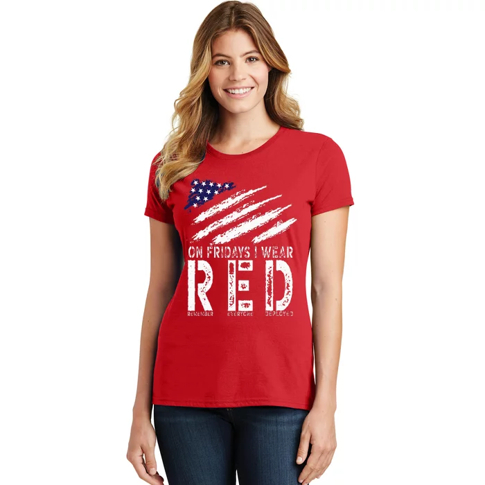 On Fridays I Wear Red USA Support American Troops Women's T-Shirt