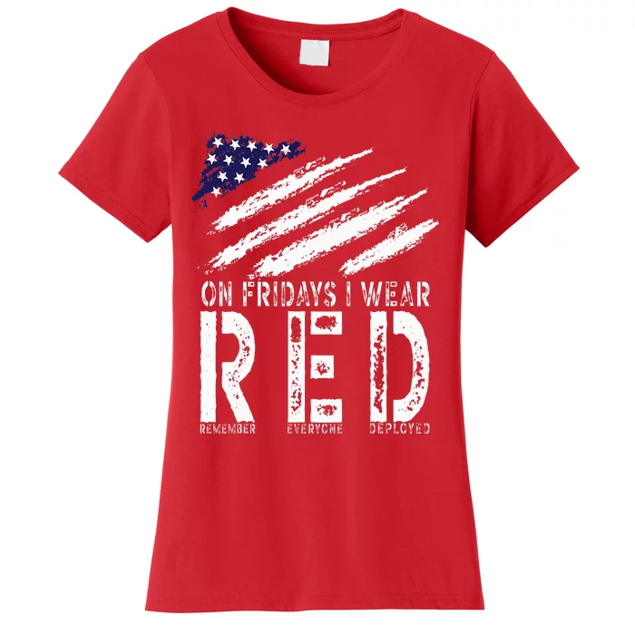 On Fridays I Wear Red USA Support American Troops Women's T-Shirt