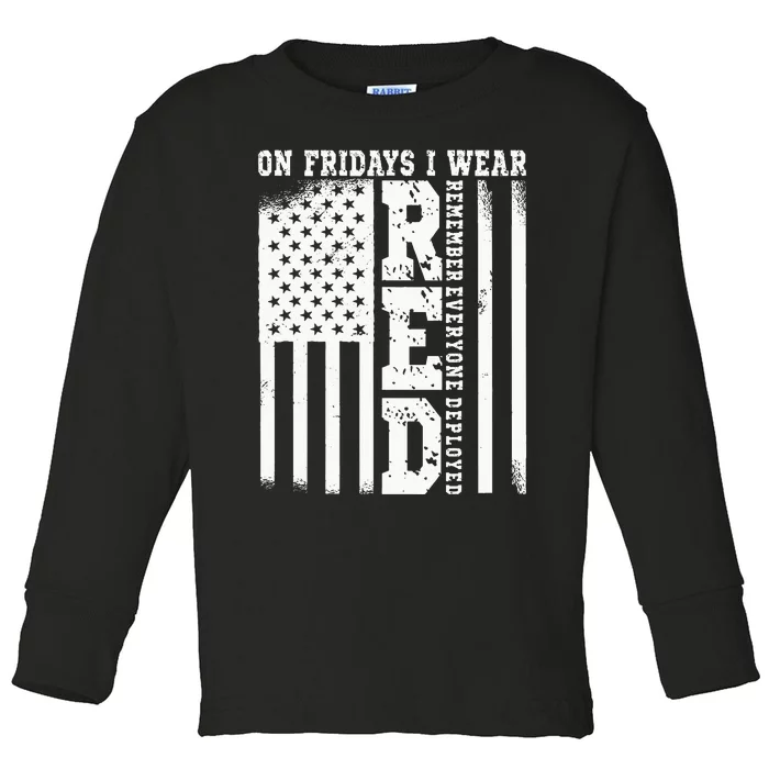 On Fridays I Wear Red USA Support American Troops Toddler Long Sleeve Shirt