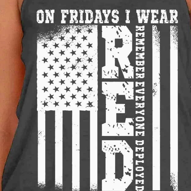 On Fridays I Wear Red USA Support American Troops Women's Knotted Racerback Tank