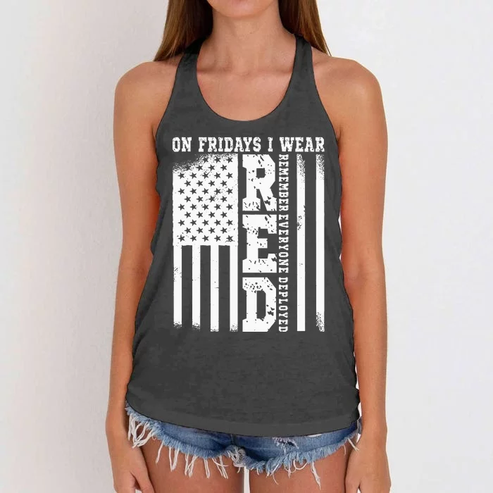 On Fridays I Wear Red USA Support American Troops Women's Knotted Racerback Tank