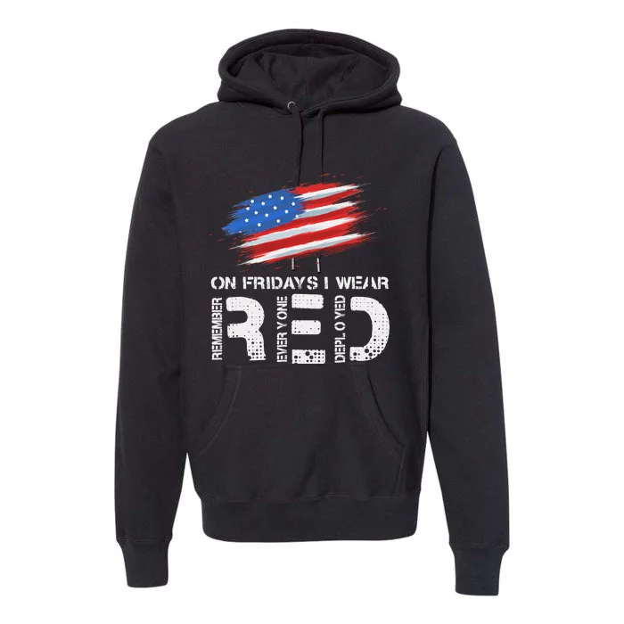 On Friday I Wear Red Support American Troops Vintage Us Flag Premium Hoodie