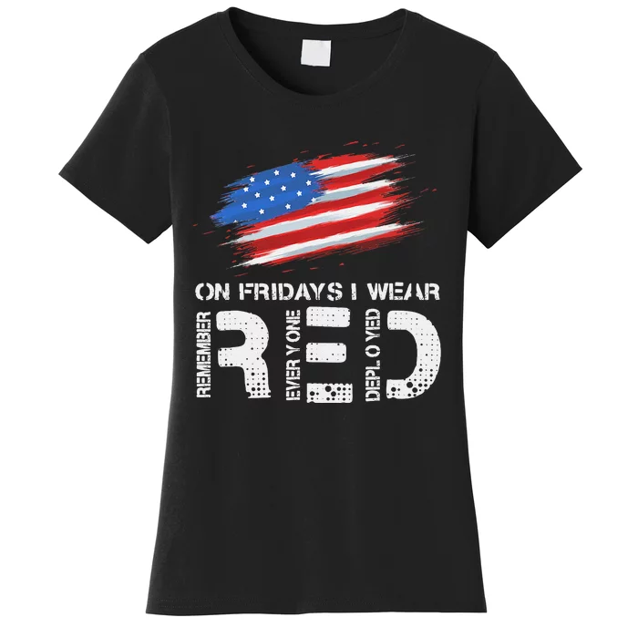 On Friday I Wear Red Support American Troops Vintage Us Flag Women's T-Shirt