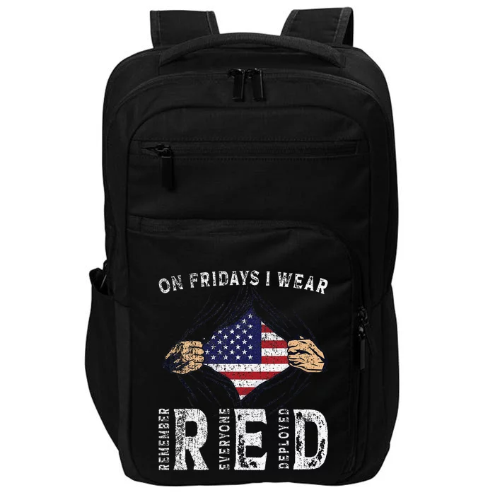 On Fridays I Wear Red Usa Support American Troops Impact Tech Backpack