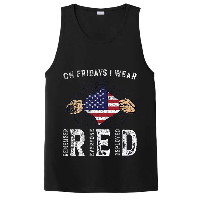 On Fridays I Wear Red Usa Support American Troops Performance Tank