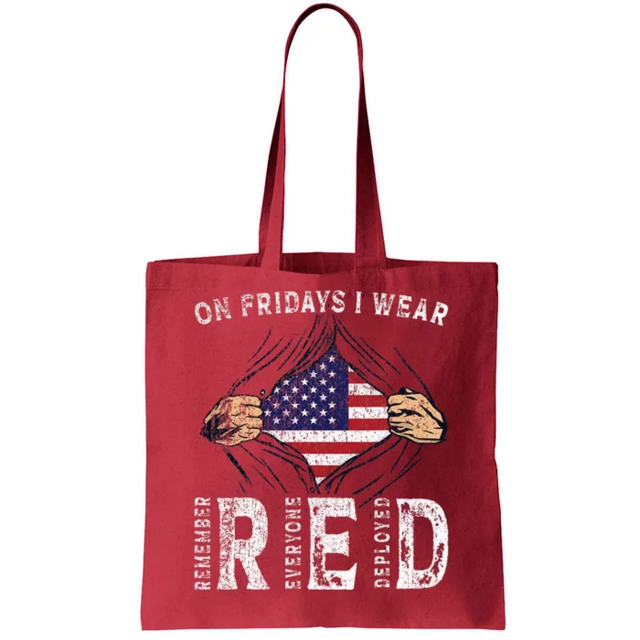 On Fridays I Wear Red Usa Support American Troops Tote Bag