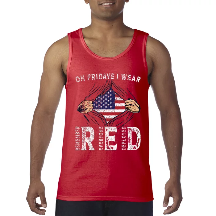 On Fridays I Wear Red Usa Support American Troops Tank Top